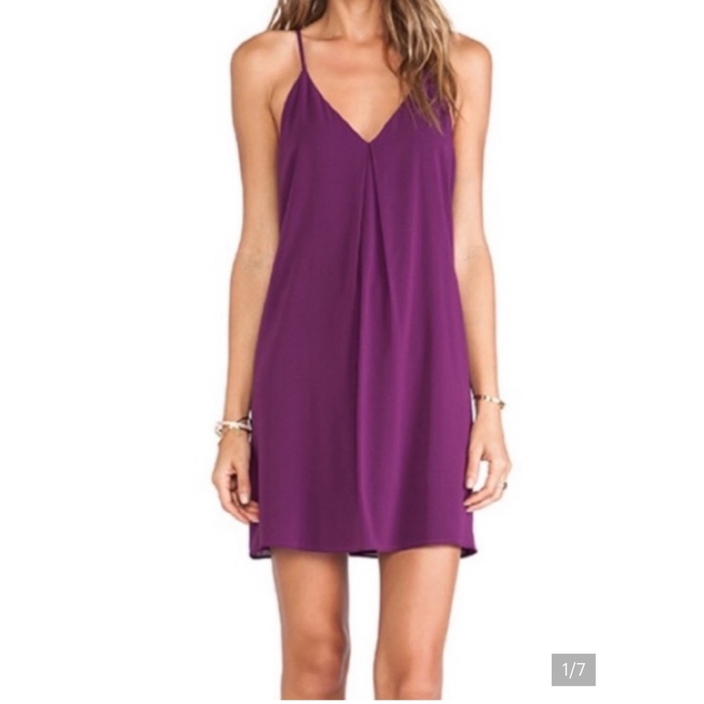 NWT Alice and Olivia Fierra Plum Silk Mini dress size large
